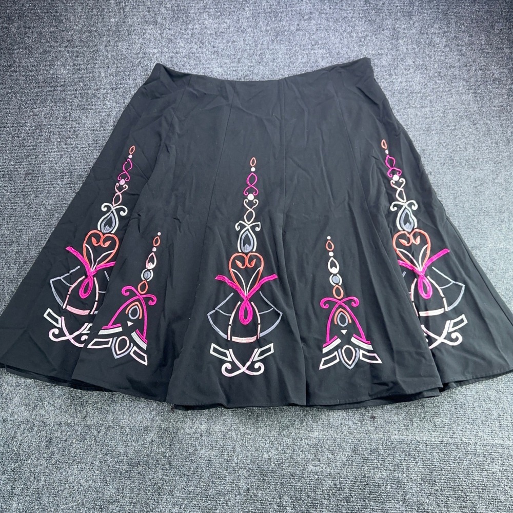 Sunny Leigh Woman Black Soutache Embroidered A-Line Skirt Plus Size 22W Pink
